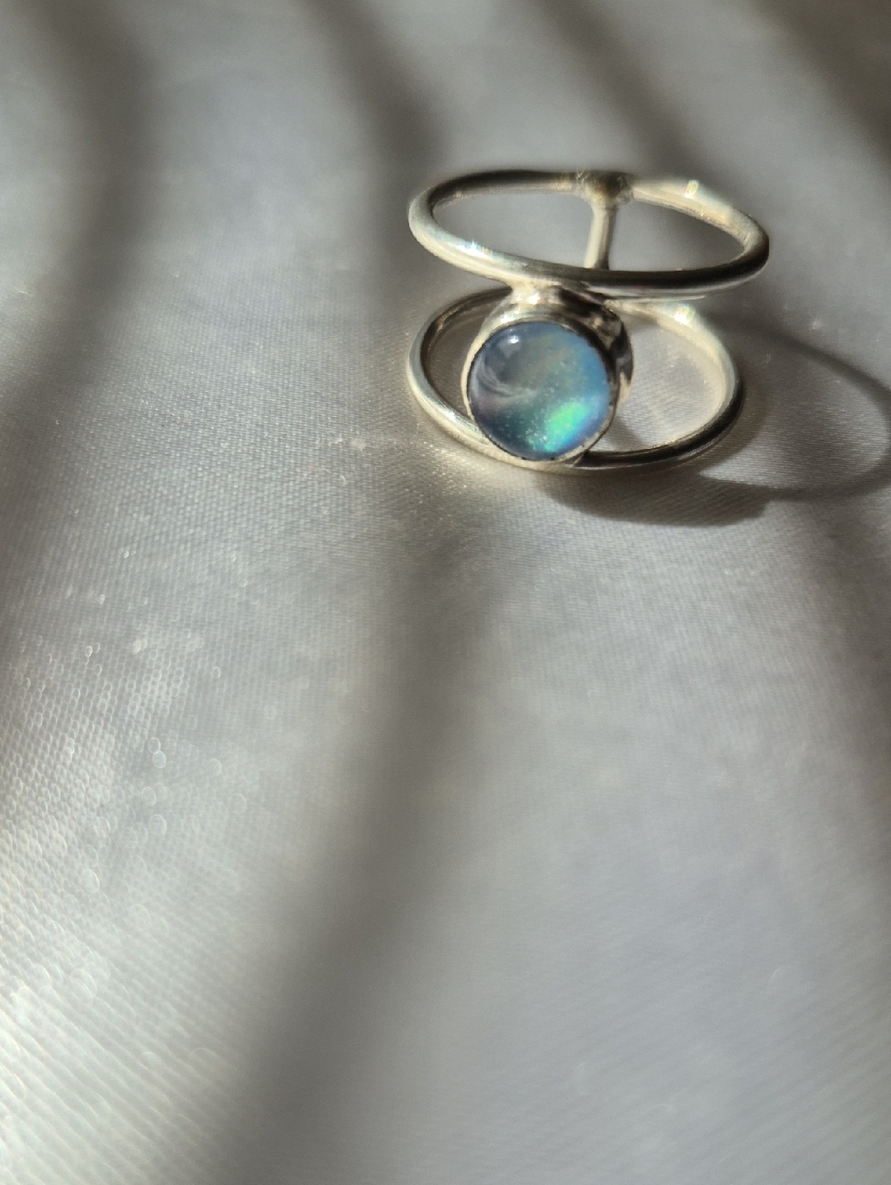 Handmade Aurora Opal Floating Bezel Ring